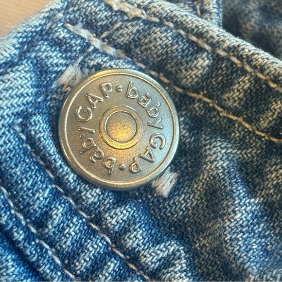 VINTAGE 90s Y2K Baby Gap Blue Jeans 100% Cotton Denim Overalls Dress 3 - 6M - Picture 4 of 10